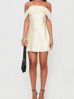 Princess Polly Off-the-Shoulder Cream Mini Dress